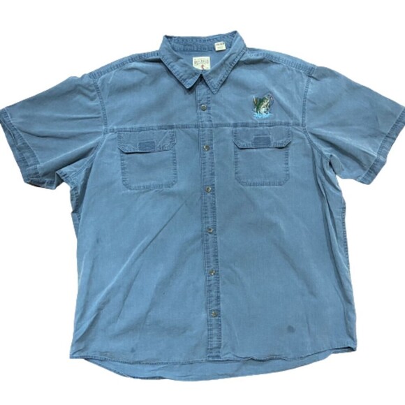 Red Head Vintage Blue Bass Fishing Utility Performance Shirt Men's Size 3XL - Picture 1 of 8